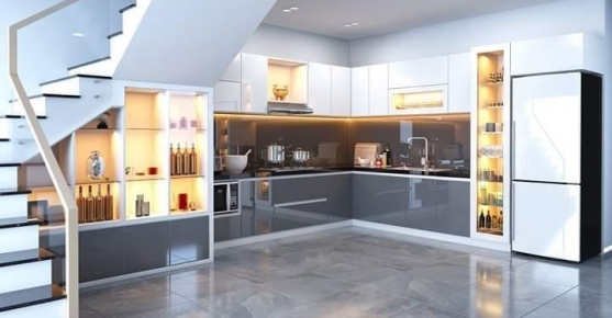 Thiết kế nội thất phòng bếp đơn giản siêu gọn gàng